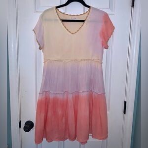 THML Tie Dye Tiered Short Sleeve Mini Dress